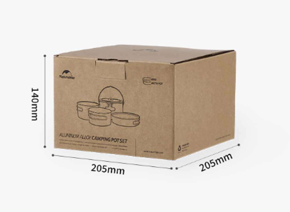 Набор посуды Naturehike туристический 4 в 1 (с чайником)