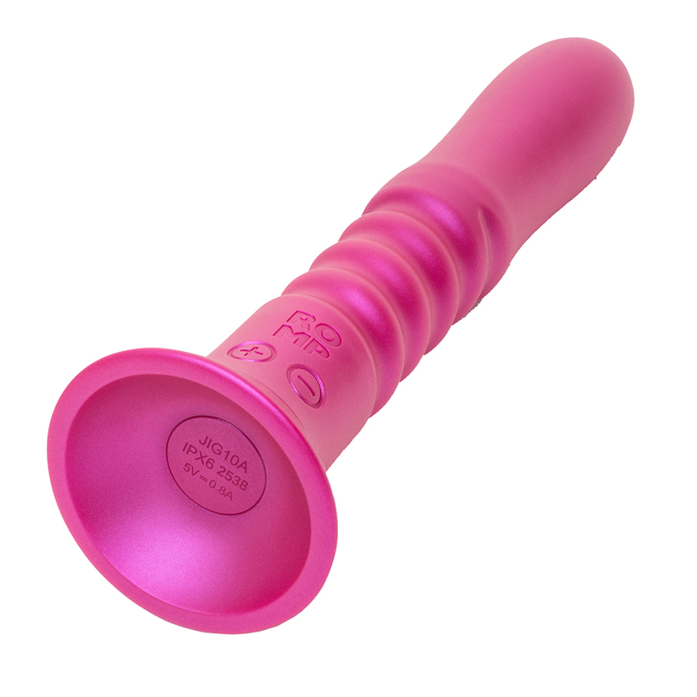 Розовый вибратор 19см с движениями вверх-вниз Romp Jiggle Thrusting Vibrator Pink RPDL1SGG