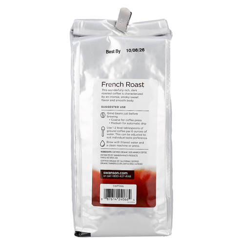 Swanson, Органический кофе французской обжарки, цельные зерна, темная обжарка, 454 г (16 унций)