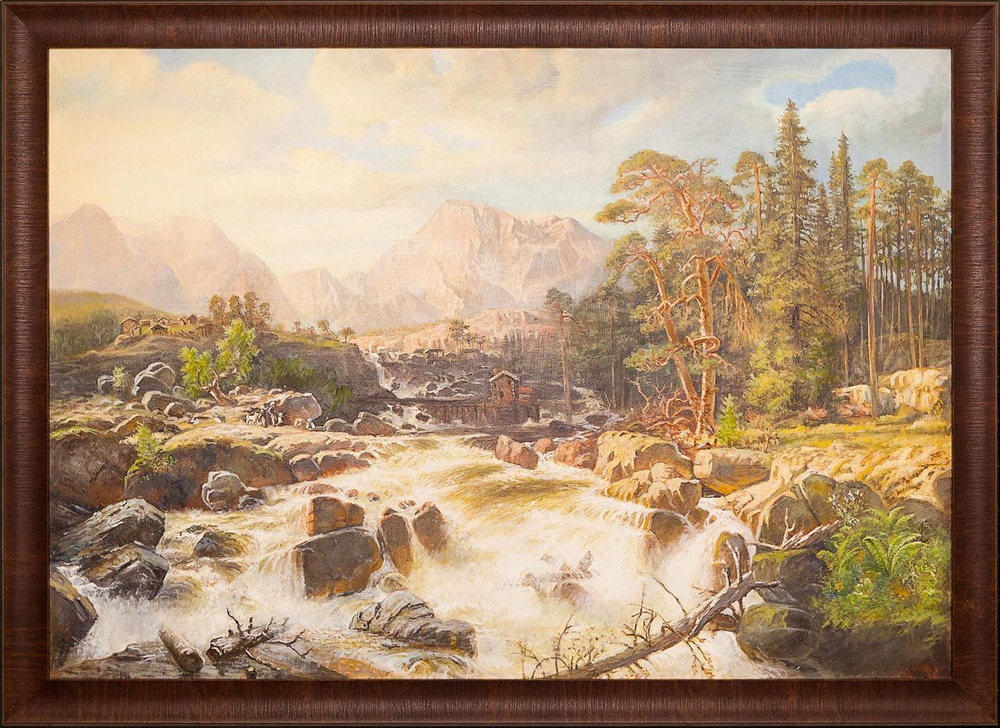 Картина маслом «Бурная река. Копия Ларсона Маркуса" Воробьев