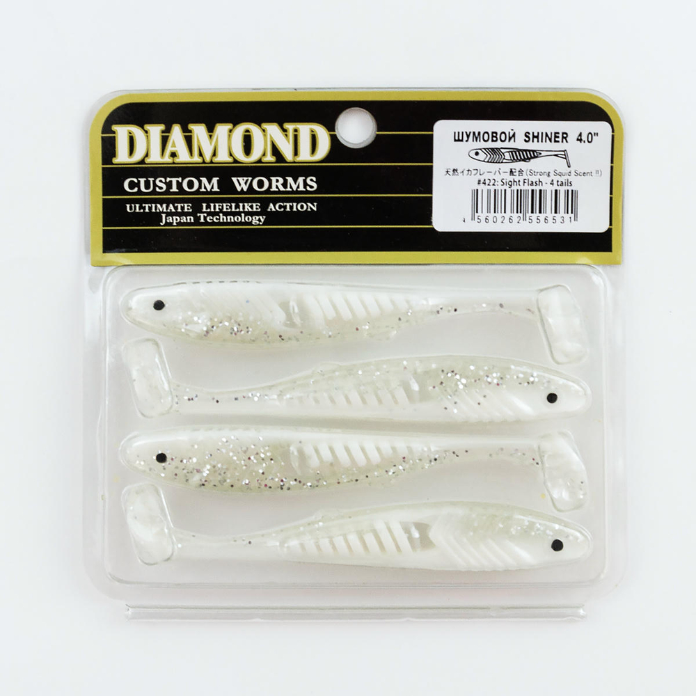 Виброхвост шумовой DIAMOND SHINER 4" (4шт/уп)