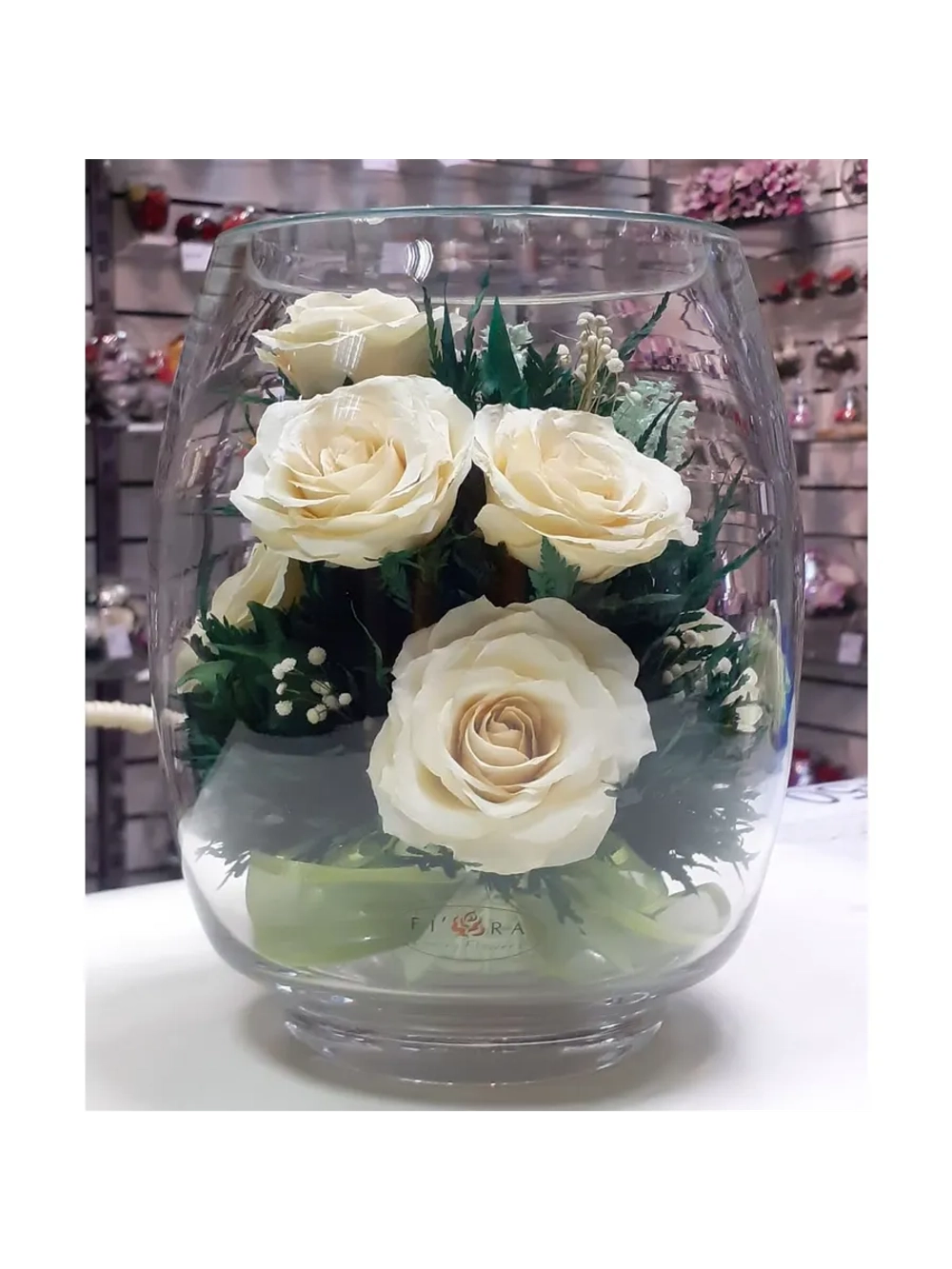 натуральные цветы в стекле, вакуум