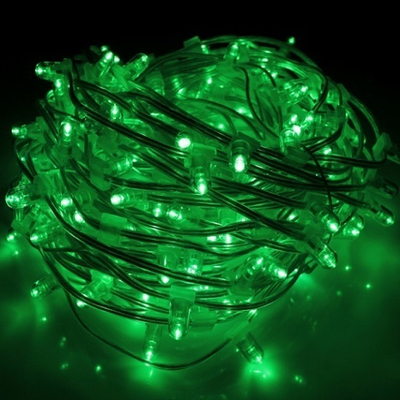 Клип лайт Зеленый Мерцающий, комплект с трансформатором, 30 метров, IP65, прозрачный провод с колпачком