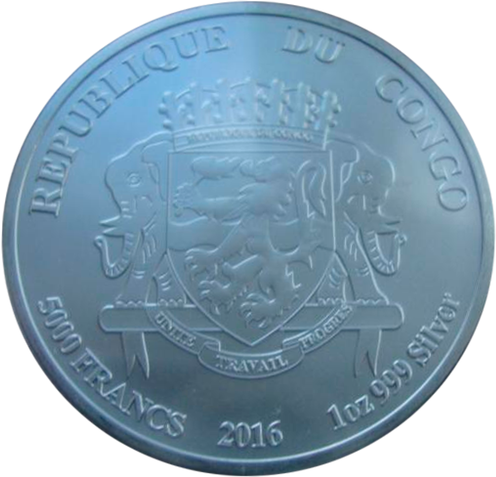 Конго 5000 франков 2016 Африканский лев СЕРЕБРО