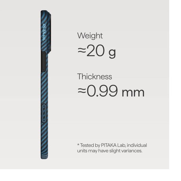 Чехол Pitaka Edge Case для iPhone 17 Pro Max, Синий | Black/Blue