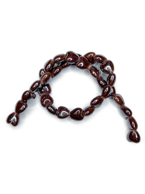 Керамические бусины Сердце, 10/13/15 мм, на нитке 32 см