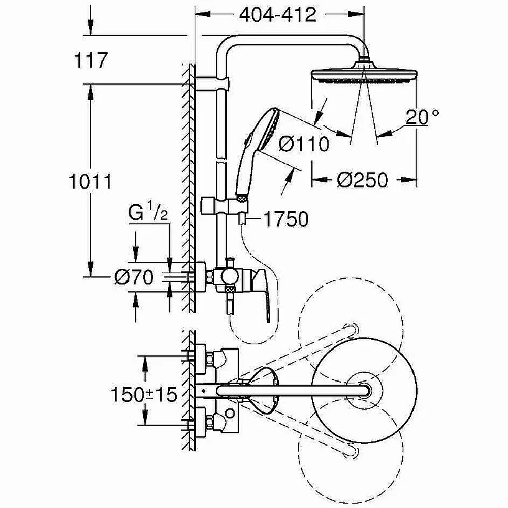 Душевая система Grohe Tempesta 250 26673001 хром