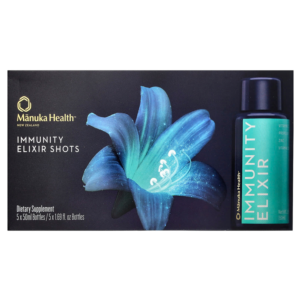 Manuka Health, Immunity Elixir Shot, 5 флаконов по 50 мл (1,69 жидк. унции)