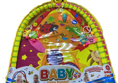 Детский развивающий коврик с двумя дугами и с 5 игрушками- погремушками на подвесах