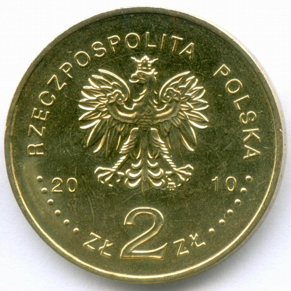 2 злотых 2010 год. Польша. 90 лет Битве за Варшаву. Латунь, диаметр 27 мм. AUNC