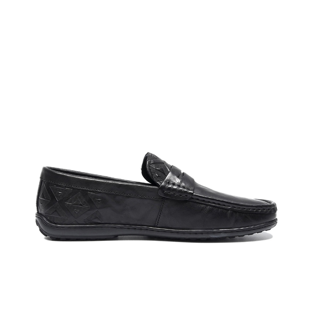 Bansley Top Grain Cow Leather Gommino Loafers Men"s Black