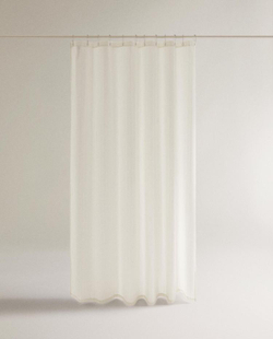 ZARA HOME ЖАККАРДОВАЯ ЛЬНЯНАЯ ШТОРКА ДЛЯ ВАННОЙ, ЦВЕТ СЛОНОВОЙ КОСТИ