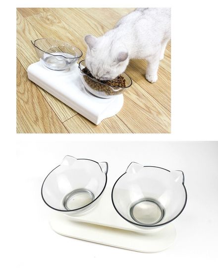 Двойная миска для кошки, с подставкой