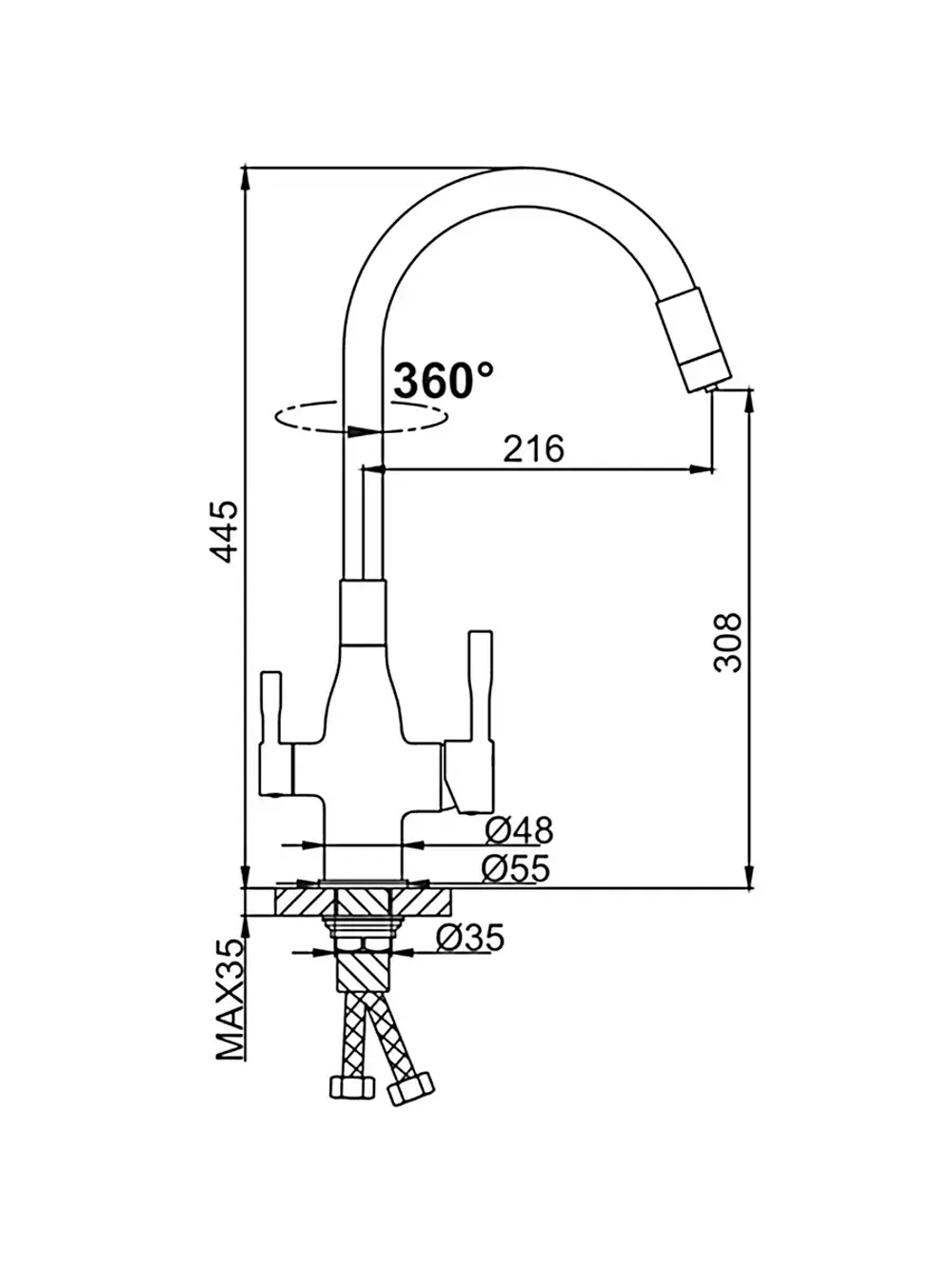 Смеситель для кухни с подключением фильтра FRAP F4396-3