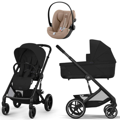 Коляска Cybex Balios S Lux BLK complete Cloud G Almond Beige Plus 3 в 1 Moon Black с дождевиками