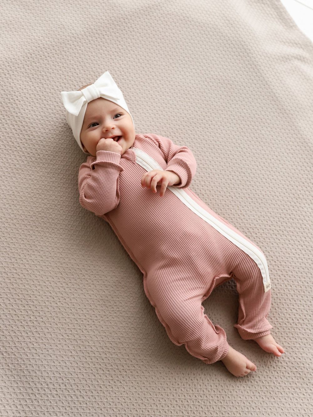 Пижама-слип из вафельной ткани "Пудра" 0+