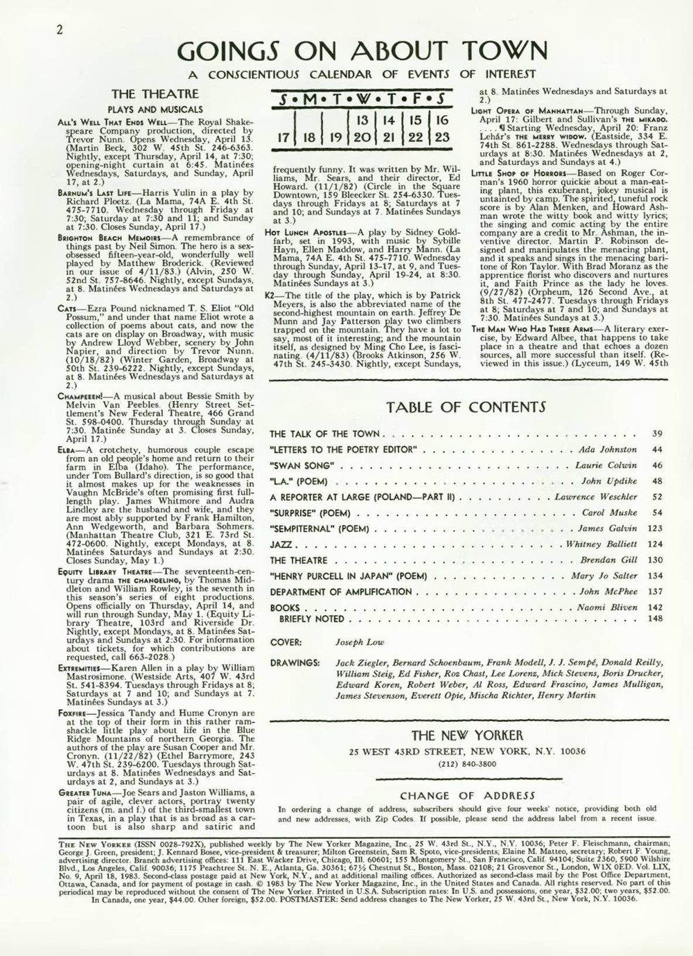 Журнал The New Yorker 18-04-1983