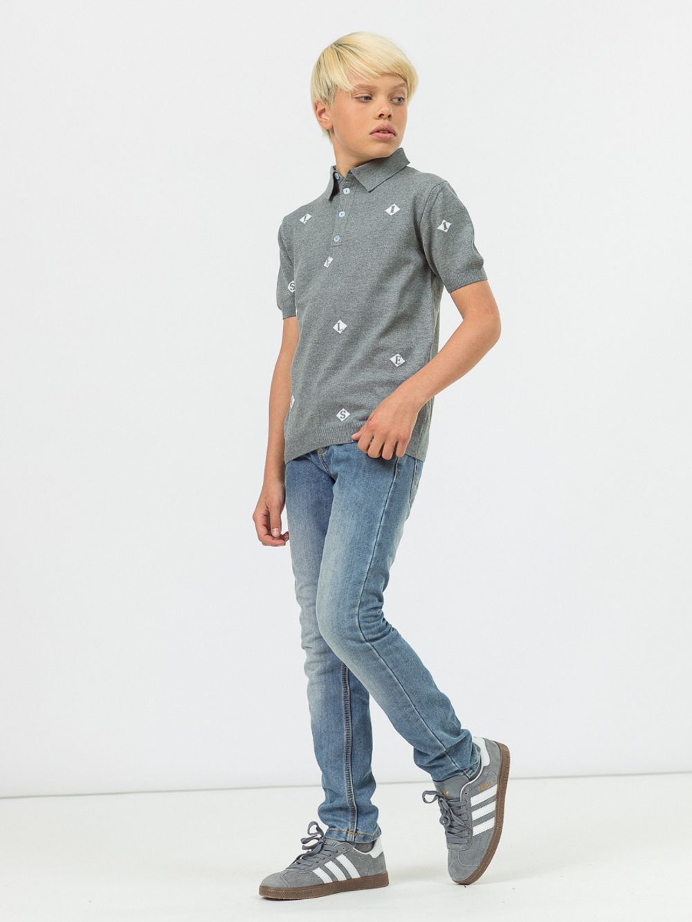 Поло для мальчика с коротким рукавом AT1084 серый