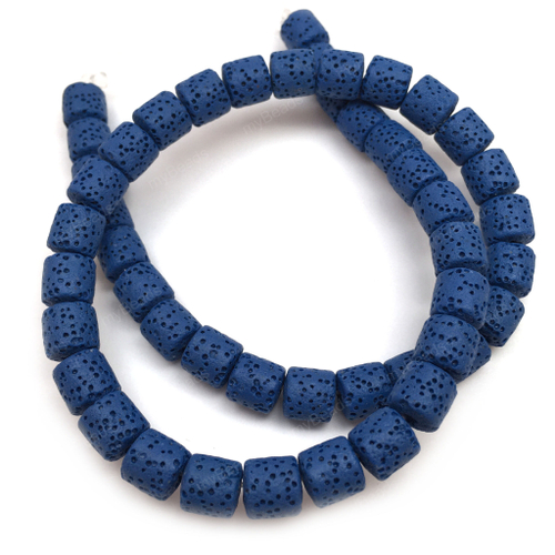 Лава синяя 8х8 мм, бусины (нить)
