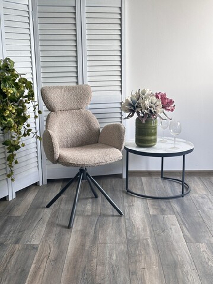 Стул М-City DISAUR Варди (Vardy) поворотный на 360 градусов, Бежевый букле Xd841-06, Серый