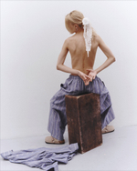 Striped Baggy Pants Blue