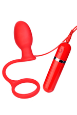 Анальная втулка с вибропулей красная 8 см