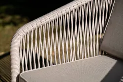 "Канны" лаунж-зона 4-местная из роупа со столиком "Канны" цвета "дуб", основание дуб, роуп бежевый