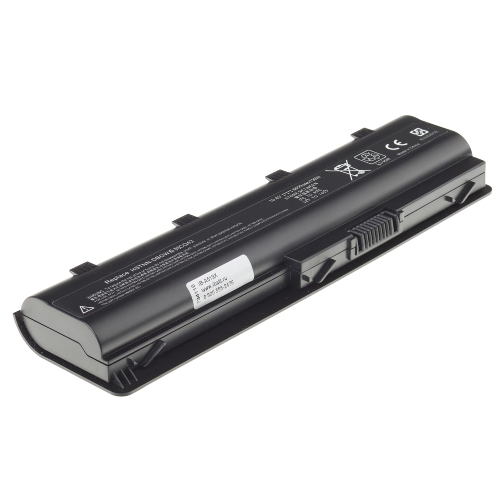 Аккумуляторная батарея iBatt 6800 mAh для ноутбуков HP Compaq MU06, 593553-001, HSTNN-LB0W