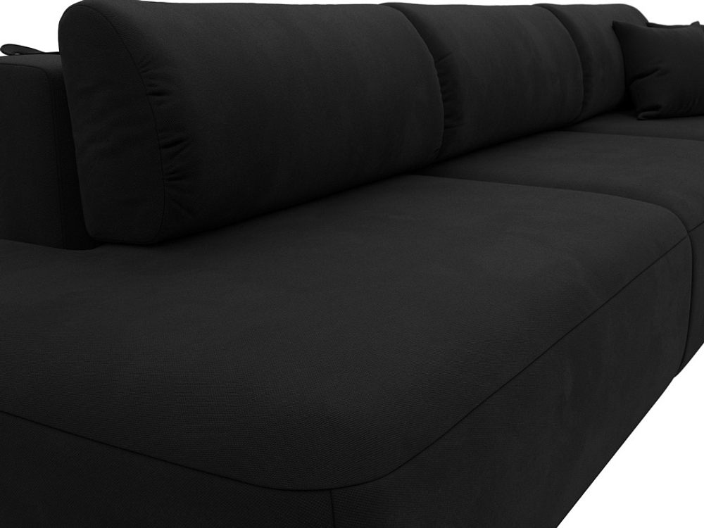 Диван прямой Лига-036 НПБ Модерн Лонг подлокотник справа МИКРОВЕЛЬВЕТ Черный