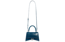 Balenciaga Crocodile Pattern Embossed Cow Leather Crossbody Bag Clutch Women"s Blue