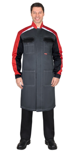 Халат СИРИУС-ФАВОРИТ-МЕГА мужской, тёмно-серый с черным и красной отделкой