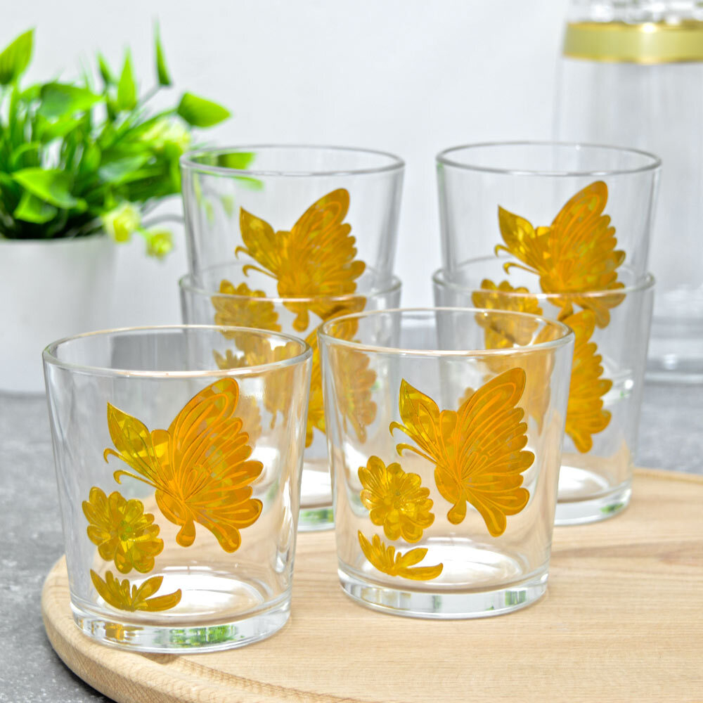 Набор стаканов 6шт 250мл Бабочка 3D (низкие)