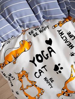 Пододеяльник поплин Сказка "Yogacat/Yogacat (компаньон)" 2-спальный на молнии 175x215 см