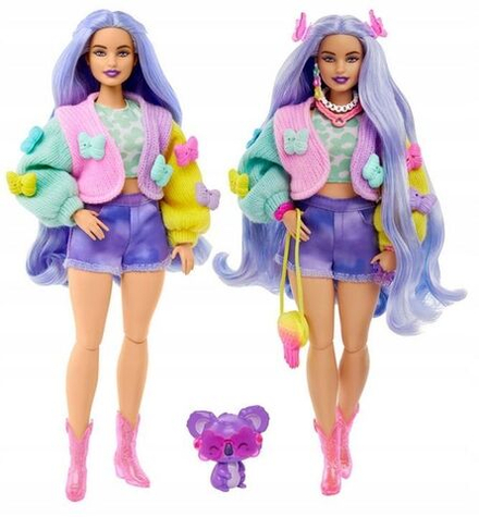 Кукла Mattel Barbie Extra - Экстра с лавандовыми волосами в ярком свитере с бабочками - Барби HKP95
