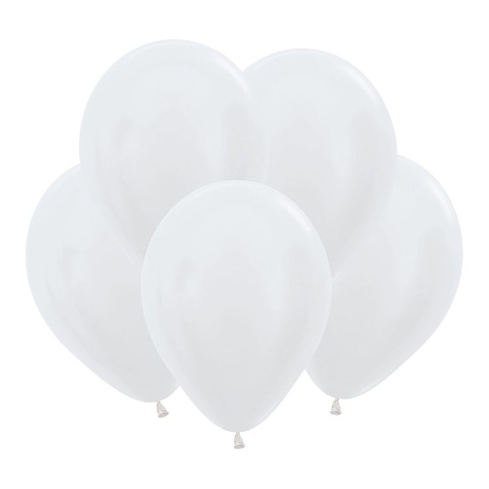 S 10 дюймов / 25 см Белый, Перламутр / White, латексный шар(в сдутом виде)