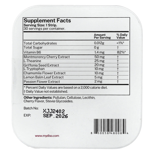 Diso, Snooze, вишня, 30 полосок для полости рта