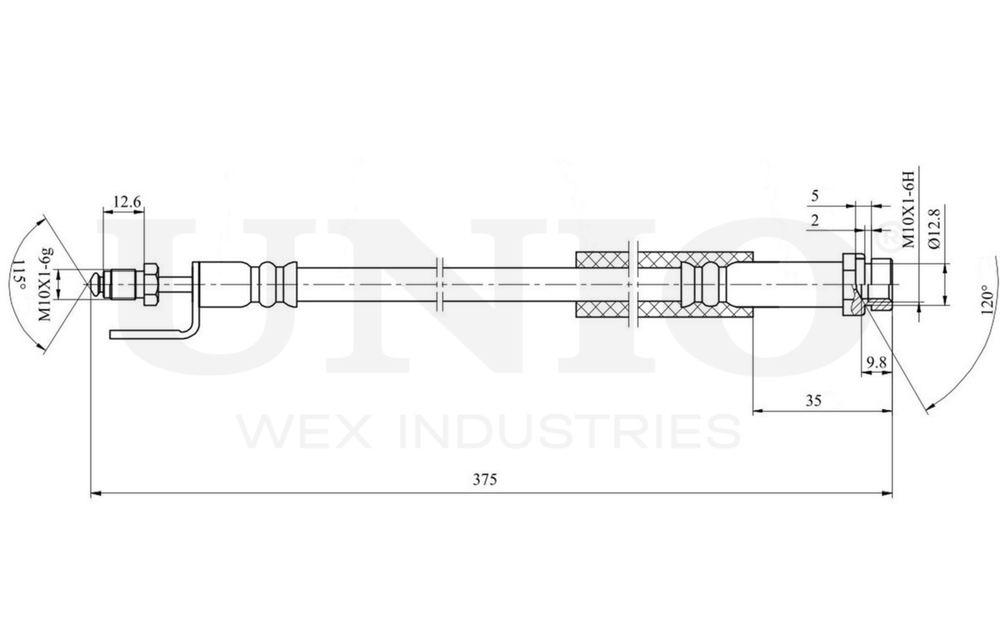 Шланг тормозной передний UNIO BRH-10080