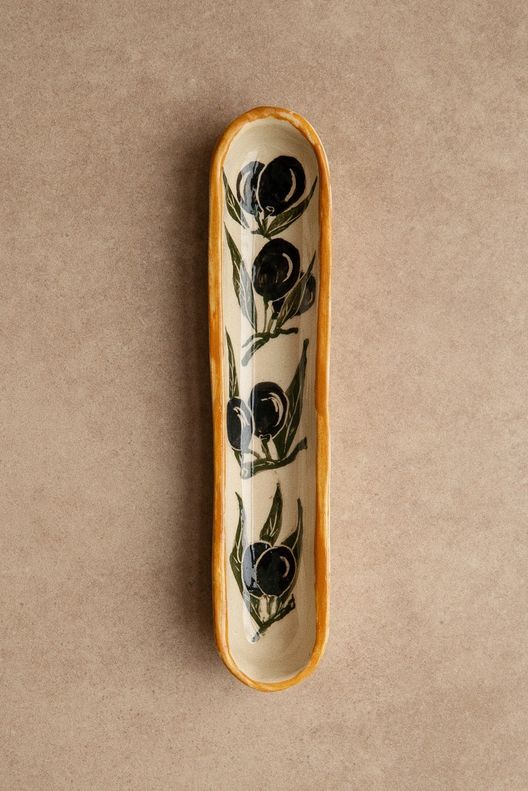 Тарелка под оливки малая, узор оливки / Bottega Alba