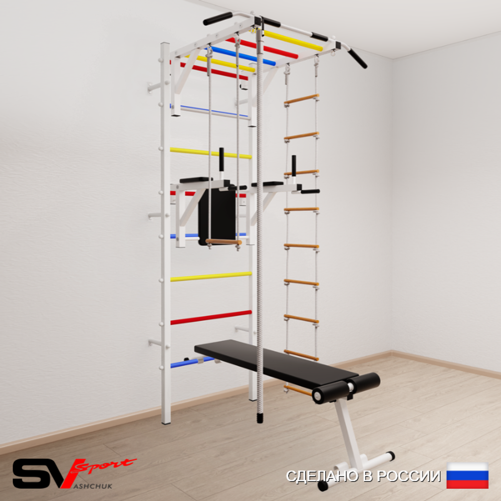 Шведская стенка Sv Sport 557 (Турник рукоход/Брусья/Скамья/Канат/Лестница/Трапеция)