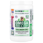 Bark&Spark, Omega Skin & Coat, лососевый жир, для собак и кошек, курица, 180 жевательных таблеток, 513 г (18 унций)