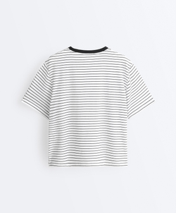 Oysho Футболка Boxy в полоску из смесового хлопка с короткими рукавами, белый