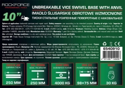 Тиски стальные усиленные поворотные с наковальней 10''-250мм RockForce RF-6540910