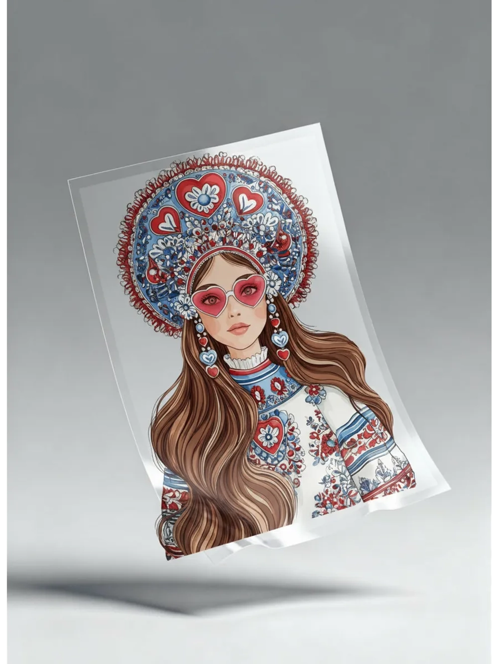 Термонаклейка на одежду, термопринт Русская девушка