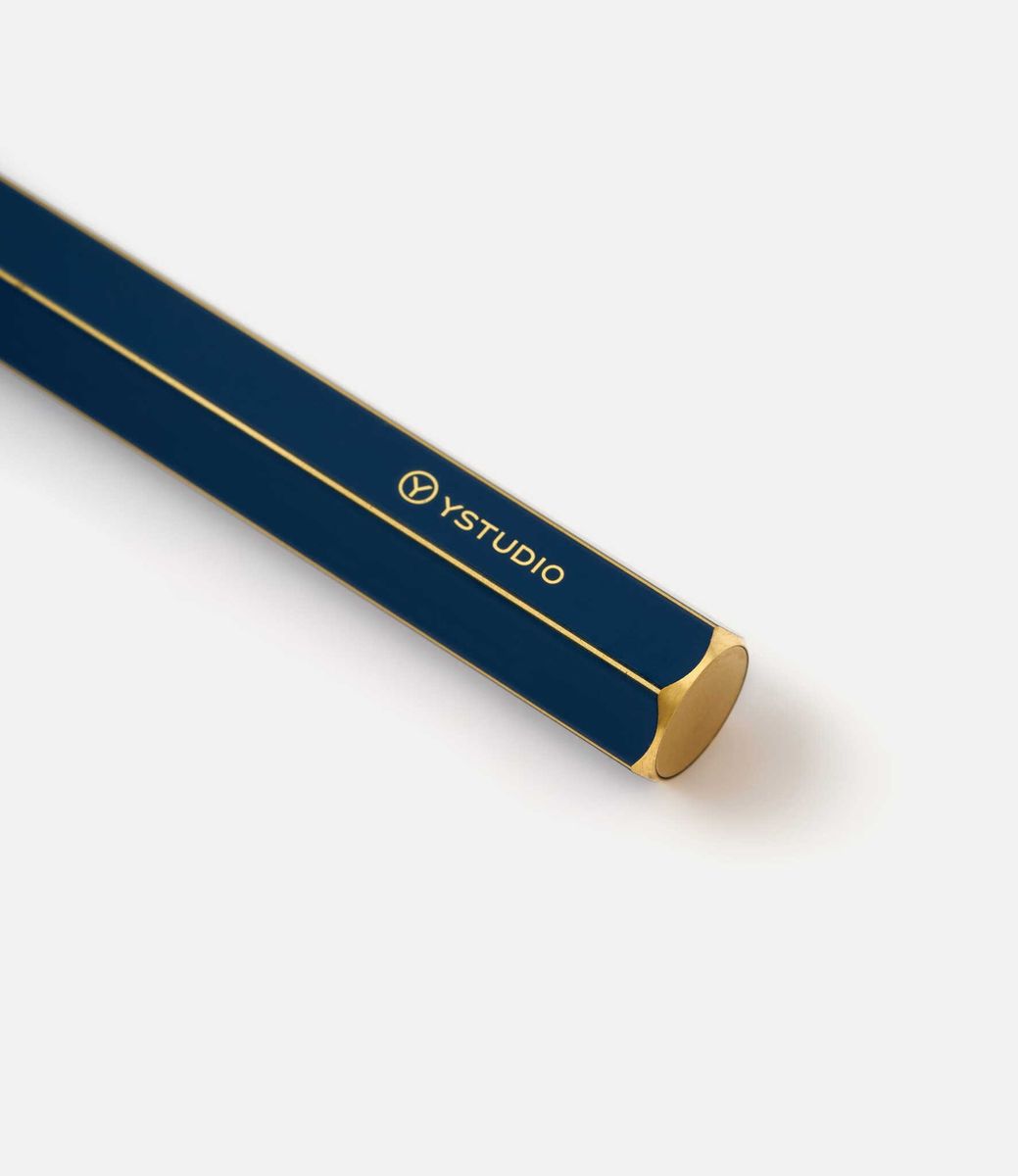 Ystudio Classic Revolve Fountain Pen Blue — перьевая ручка из латуни