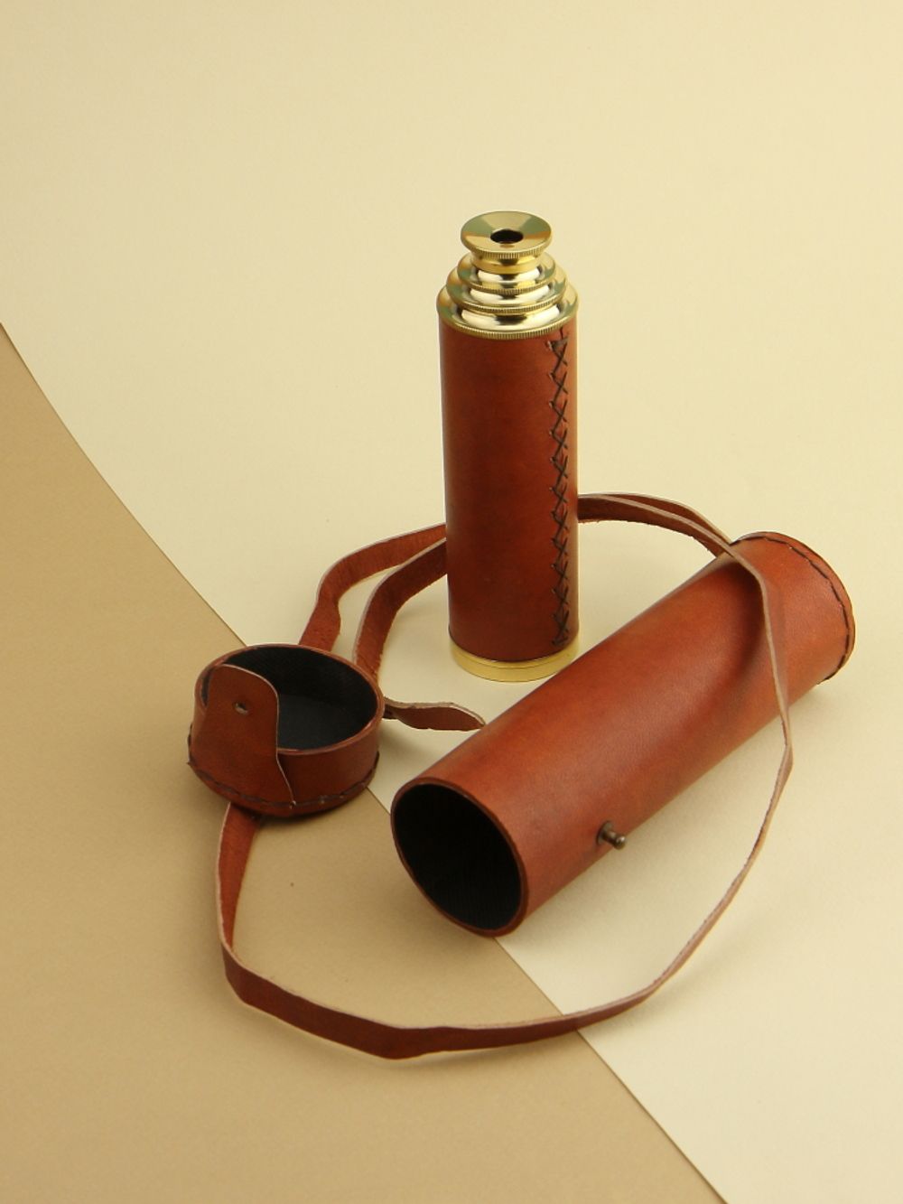 Nautical Подзорная труба в кожаном футляре