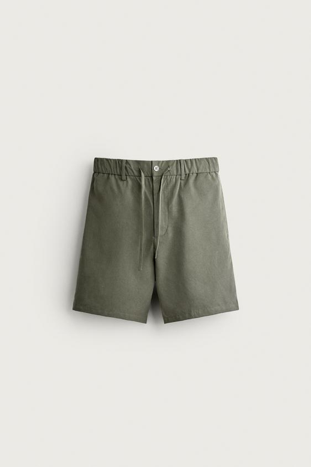 ZARA СТРУЯЩИЕСЯ ШОРТЫ RELAXED FIT, ТЕМНО-ЗЕЛЕНЫЙ