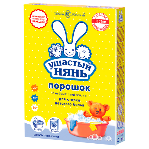 Стиральный порошок УШАСТЫЙ НЯНЬ детский, к/к, 400г