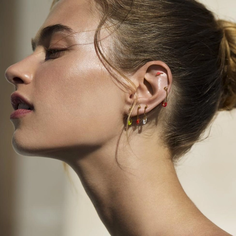 Моносерьга Неоново-розовая Булавка в Эмали