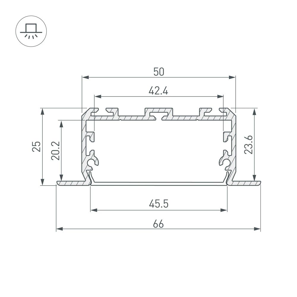 Профиль KLUS-POWER-W50-FS-2000 ANOD (Arlight, Алюминий) 028919