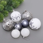 Набор шаров «Snow shine» 7 см + 5 см (24 предмета), Графит/Белый
